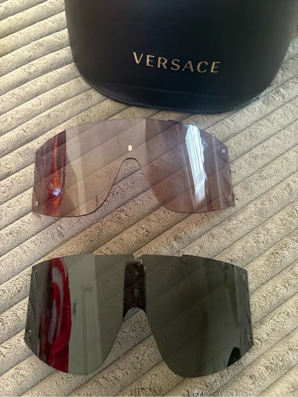 Versace Hot Pink Shield Sunglasses with Interchangeable Lenses